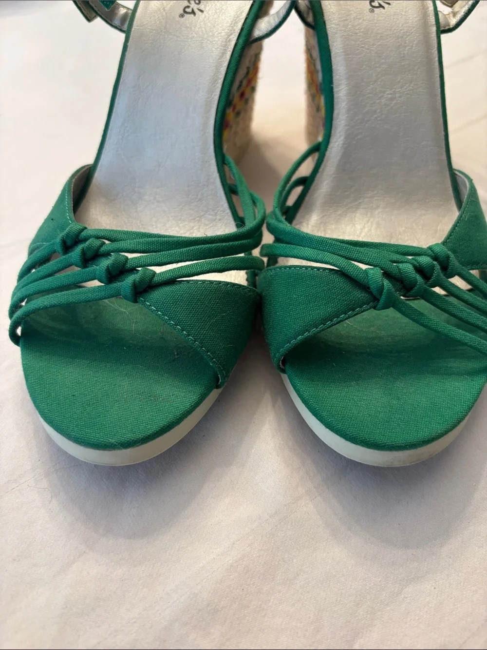 Vintage Candie's Green Strappy Ankle‑Strap Sandals, SZ 9